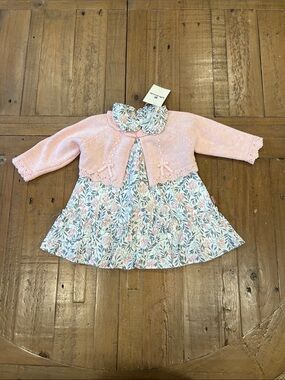 Tutto piccolo gray and pink floral dress and cardigan set 9 months Portugal